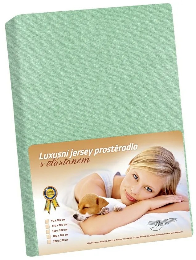 Prześcieradło jersey z elastanem zielone, 90 x 200cm