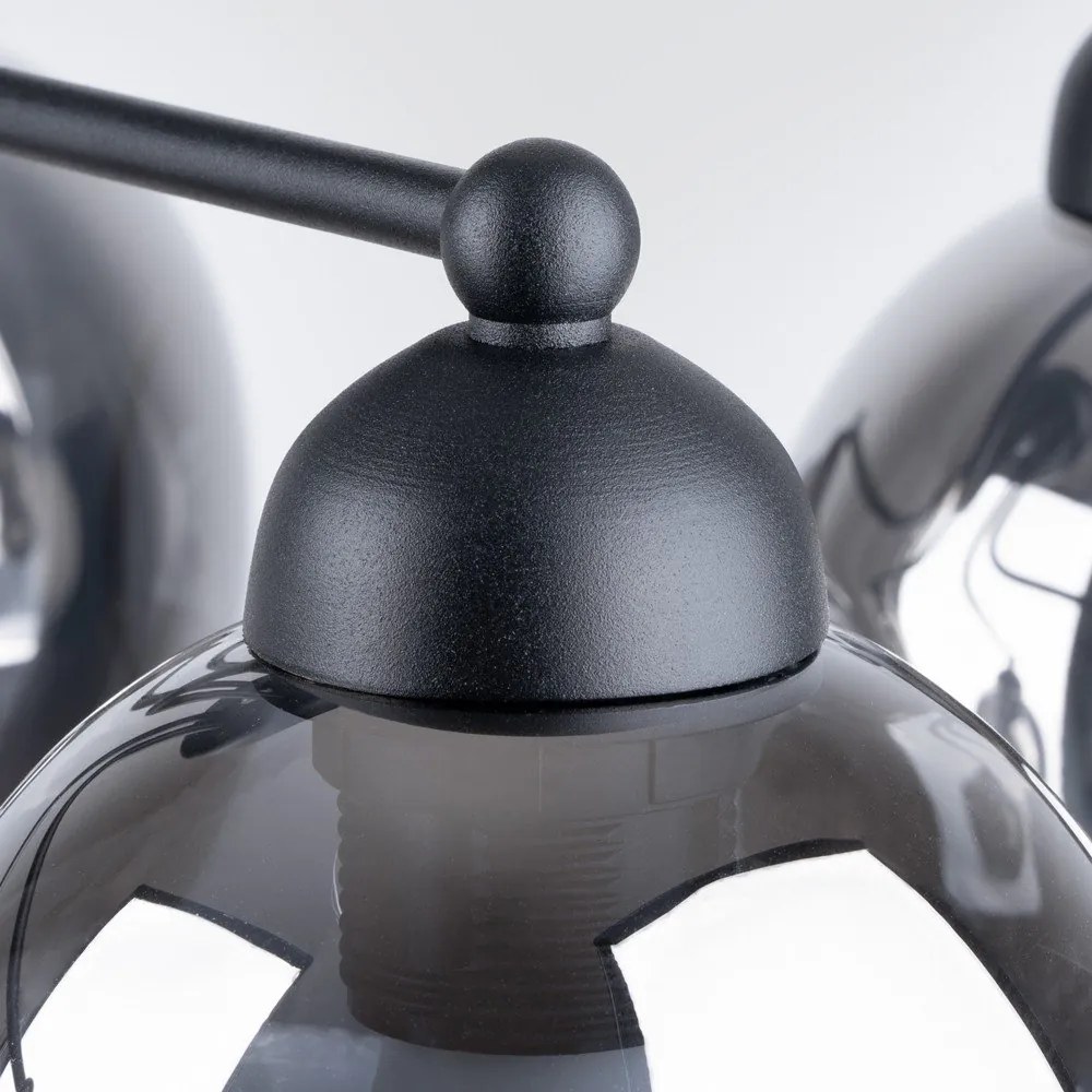 Czarna lampa sufitowa ze szklanym kloszem 59x59 cm Garten – Sollux