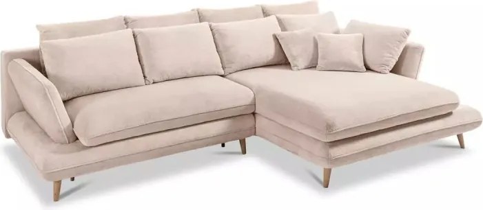 Narożnik MONTE Prawostronny z funkcją spania, pojemnikiem i poduszkami, Sorriso 06 Kremowy WERSAL