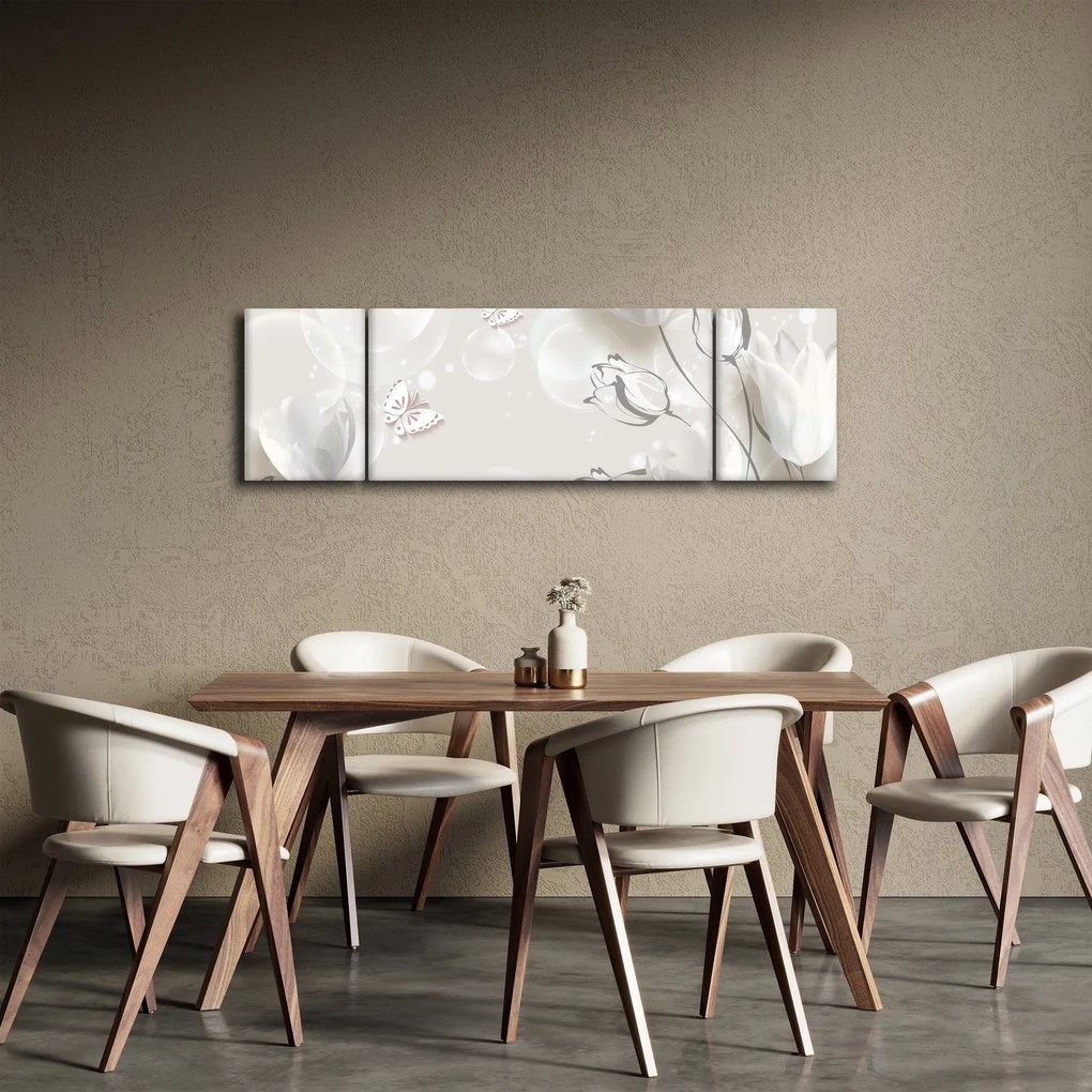 Obraz - Tulipany między bąbelkami (170x50 cm)