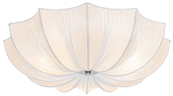 Designerska lampa sufitowa biała jedwab 52 cm 3-światła - PluDesignerski Oswietlenie wewnetrzne
