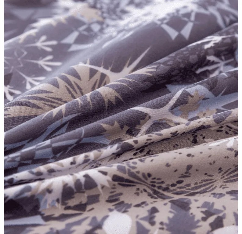 PrzytulneMieszkanie.pl PrzytulneMieszkanie.pl PrzytulneMieszkanie.pl Zestaw 2szt. pościeli z mikrofibry SNOWFLAKE niebiesko-szare + prześcieradło Jersey 180x200cm białe, podwójne łóżko