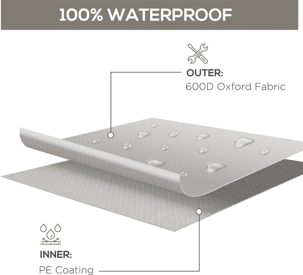Outsunny Pokrowiec na meble ogrodowe, wodoodporny, przeciwsłoneczny, osłona ochronna 600D Oxford 210 x 140 x 80 cm, szary | Aosom PL
