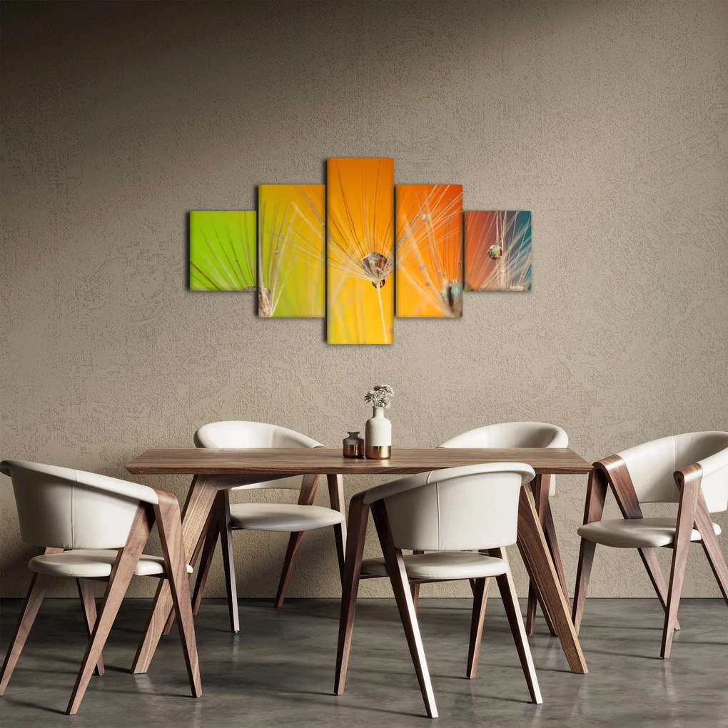 Obraz kropli na roślinie (125x70 cm)