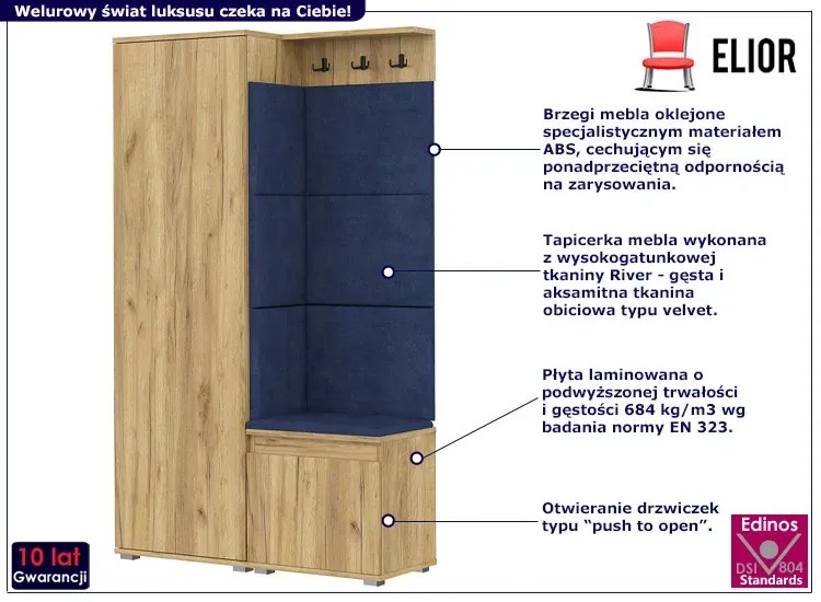 Zestaw mebli do przedpokoju dąb craft + granat - Fazo 4X