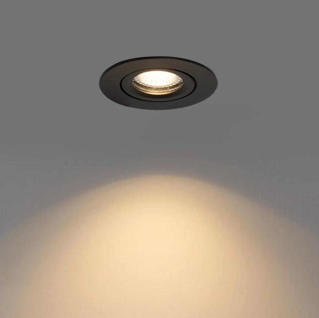 Wpuszczany reflektor czarny, regulowany, 6,5 cm, z LED, IP54, ultracienki - Pupil