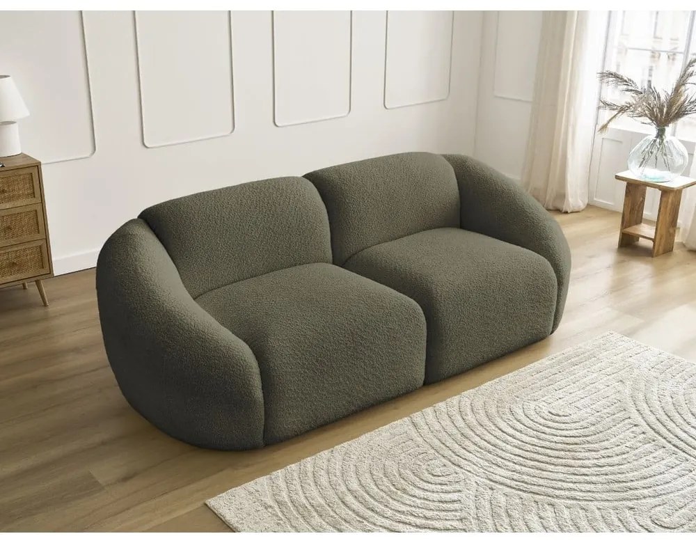 Zielona sofa z materiału bouclé 230 cm Tina – Bobochic Paris