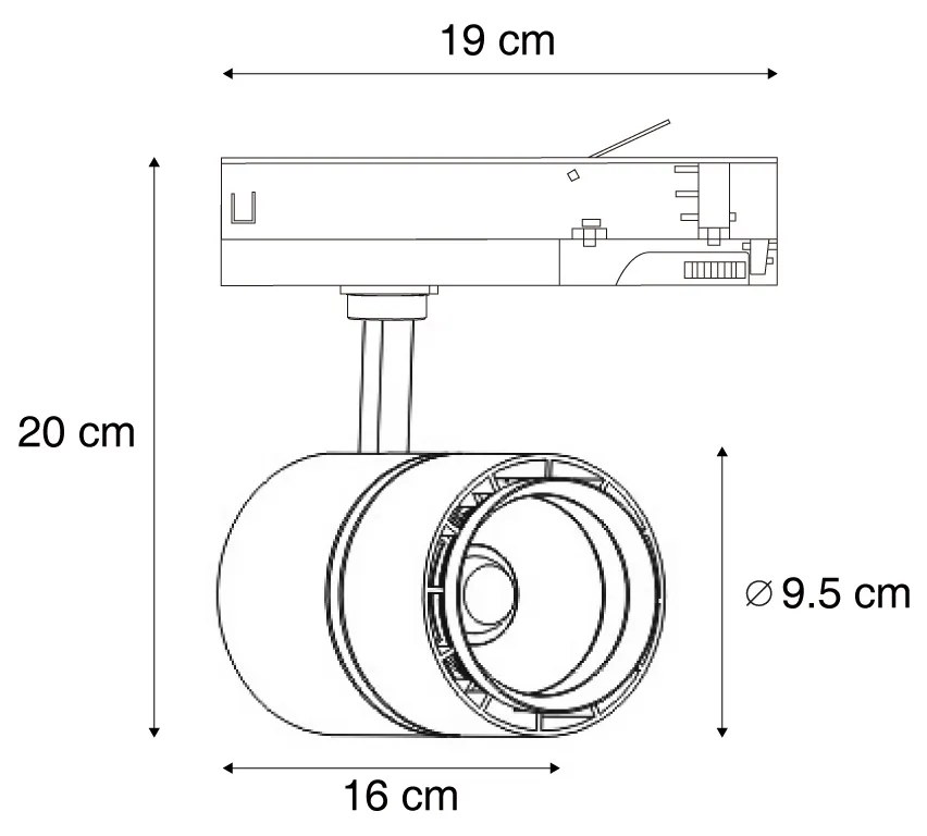 Nowoczesny reflektor szynowy biały do szyny 3-fazowej z LED - 3-Phase Ruler