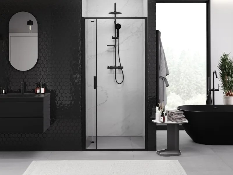 Mexen Exo drzwi prysznicowe składane 65 cm, transparent, czarne - 816-065-000-70-00