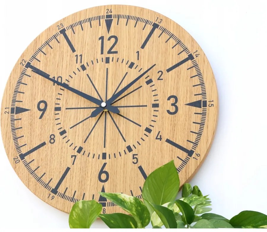 Zegar na ścianę nowoczesny drewniany z cichym mechanizmem okrągły solidny
