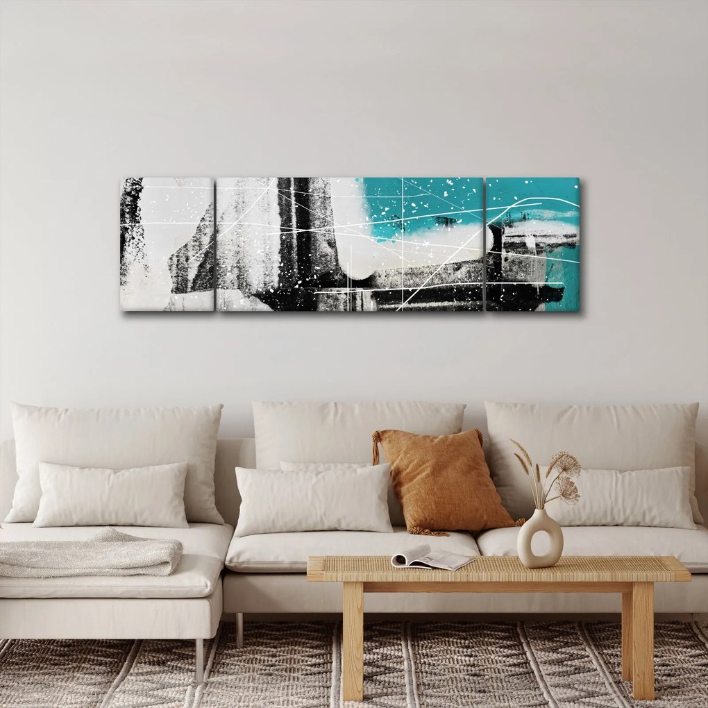 Obraz - Turkusowa abstrakcja (170x50 cm)