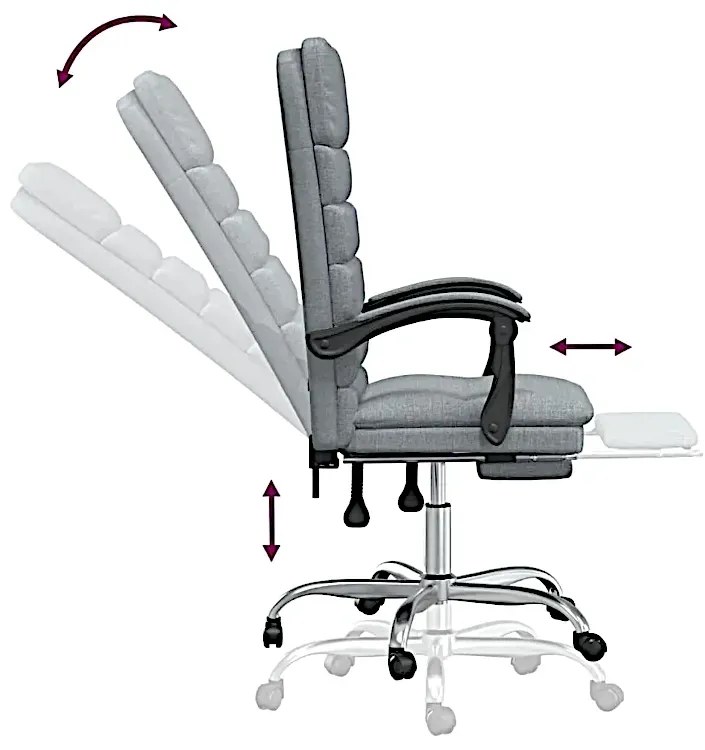 Jasnoszary rozkładany fotel biurowy z podnóżkiem masujący G9-Z88