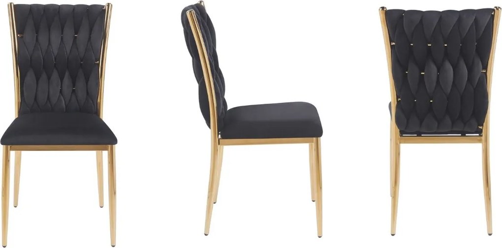 Eleganckie aksamitne krzesło K37-FX, złote nogi