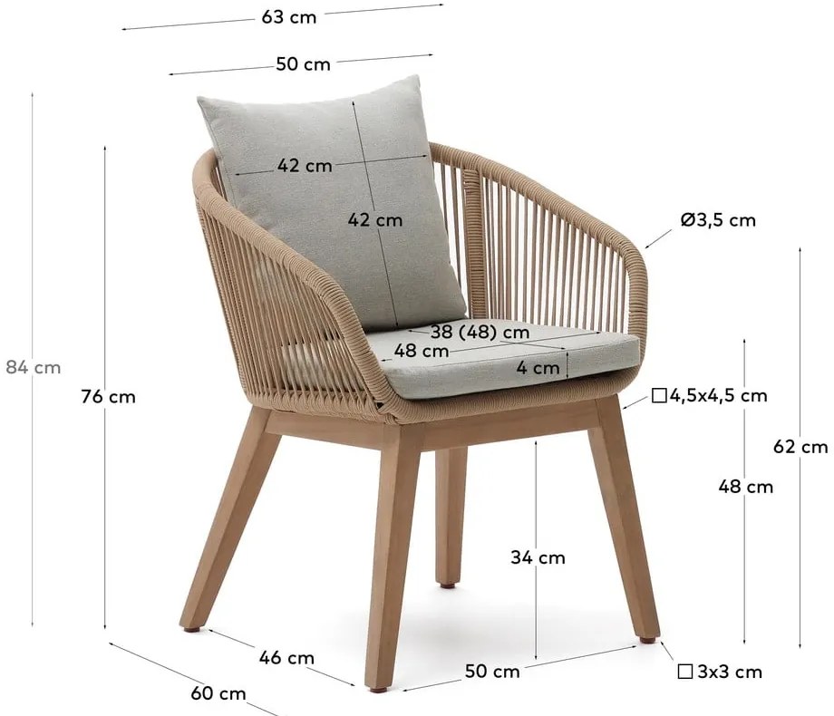 Beżowo-naturalne krzesła z litego drewna akacjowego zestaw 2 szt. Portalo – Kave Home