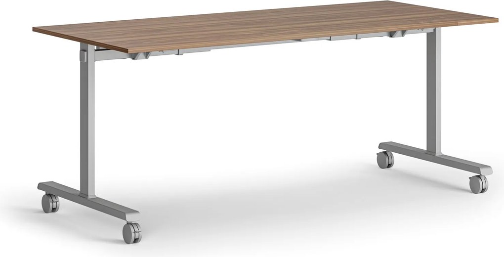 Mobilny stół MATCH, 180x80 cm, szara podstawa, orzech