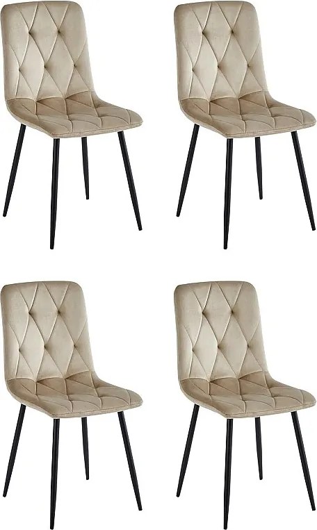 Zestaw krzeseł 4 szt. - tkanina i czarny metal - taupe - MELKO