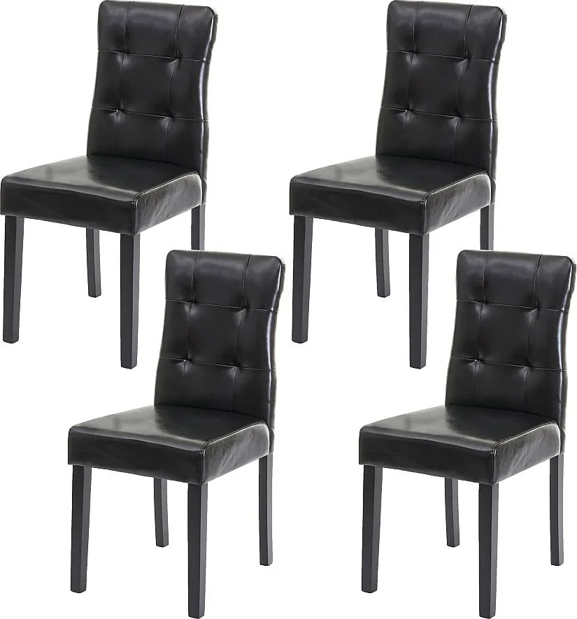 Krzesło do jadalni MCW-E58 (zestaw 4 sztuk),  sztuczna skóra, czarny, ciemne nogi