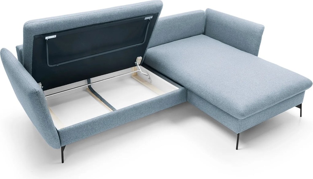 Masseno Narożnik FERRO z funkcją spania i pojemnikiem na pościel Narozniki L, Rozkładana sofa - Niebieski, SOLID 73