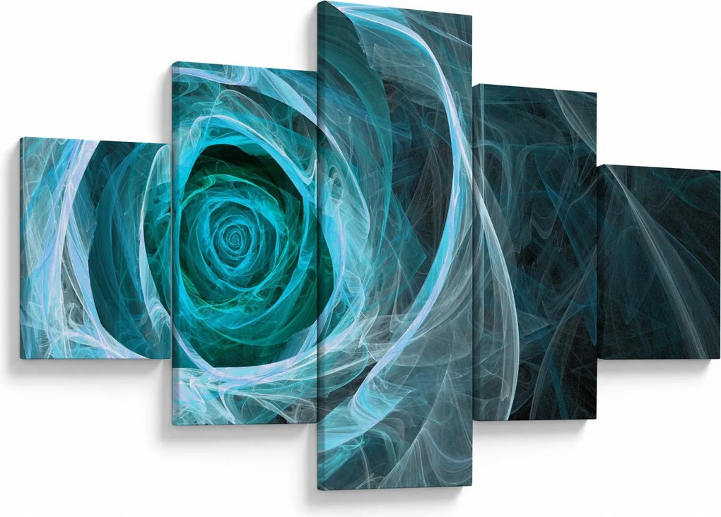 Obraz - Abstrakcyjny różowy niebieski z czarnym tłem (125x70 cm)