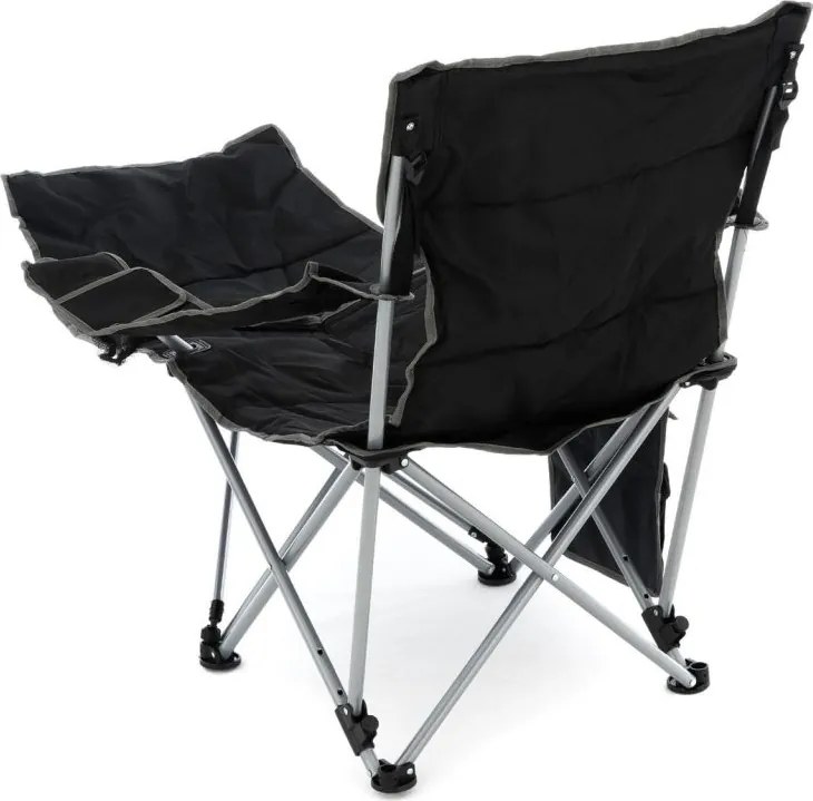 Krzesło kempingowe ze zdejmowanym podnóżkiem, czarne