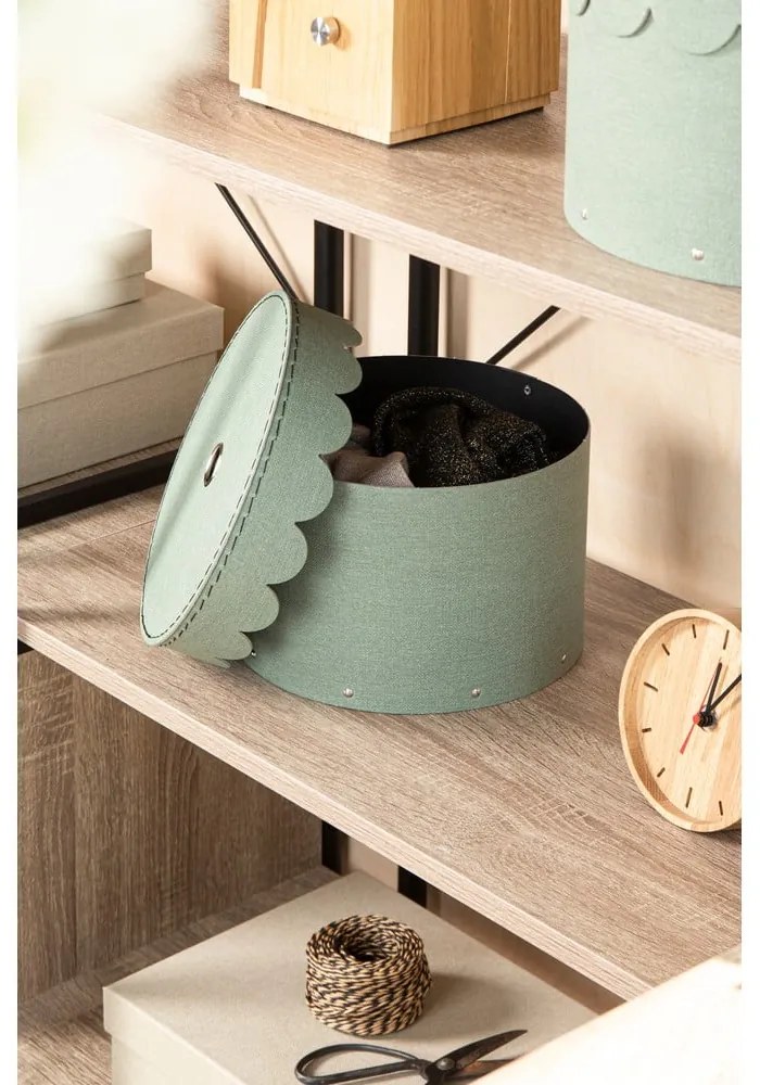 Zielononiebieskie kartonowe pojemniki zestaw 2 szt. z pokrywką ø 26x17,5 cm Wilma Canvas Paper Laminate – Bigso