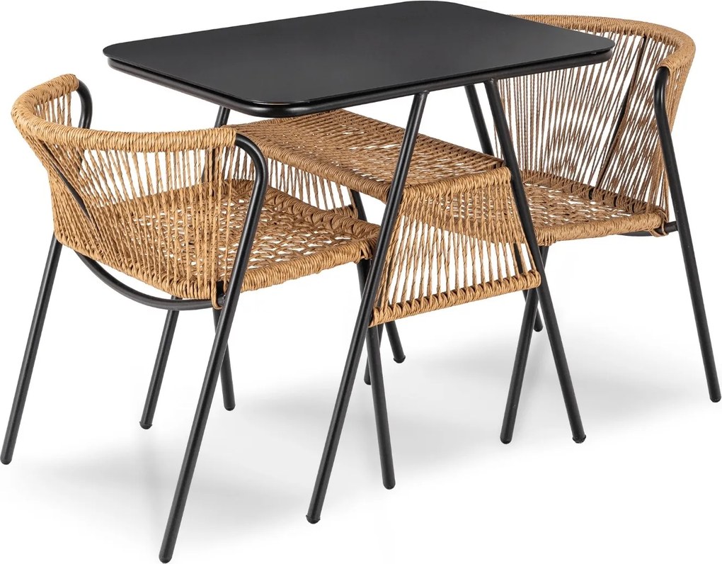 Zestaw mebli ogrodowych, balkonowych Bravio, rattanowy stolik i 2 krzesła