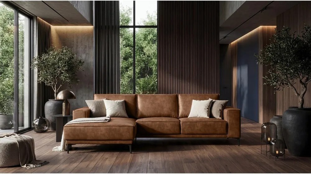 Koniakowy narożnik z imitacji skóry (lewostronny) Copenhagen – Scandic