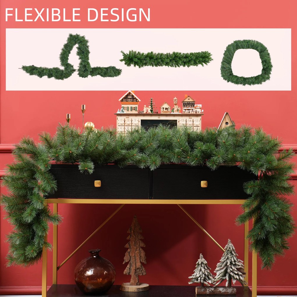 HOMCOM Girlanda świąteczna 1,8 m, dekoracja z 160 końcówkami, Zielona | Aosom PL