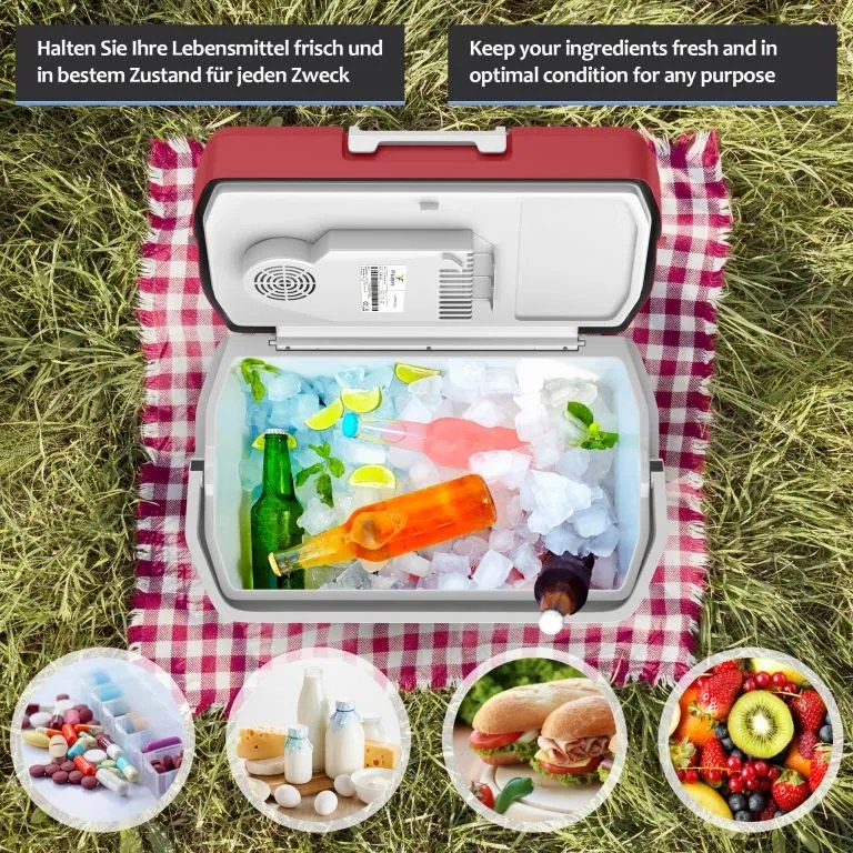 Chłodziarka elektryczna Jago 2 w 1, 20 l, czerwona