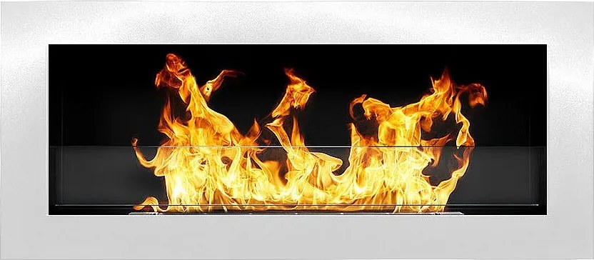 Kominek na bioetanol Livorno White do zabudowy lub montażu na ścianie, dł. 90 x gł. 12 x wys. 40 z szybą