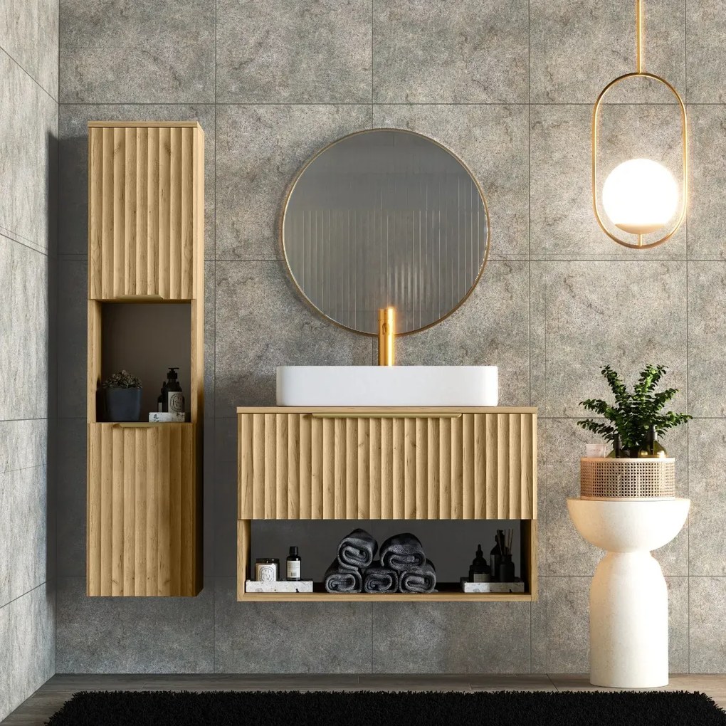 Szafka łazienkowa TIBU 2.0 2D 40x115cm dąb złoty STRAMA