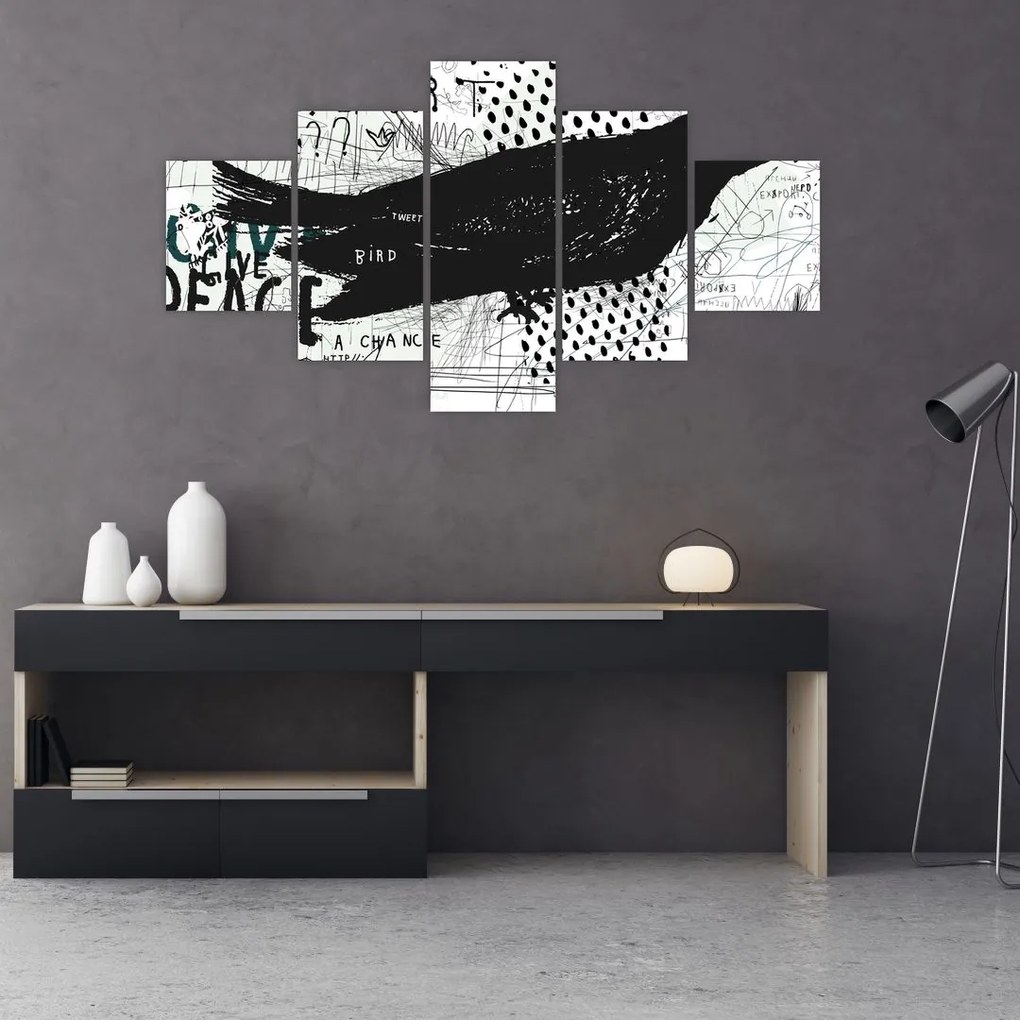 Obraz - Street art - ptak (125x70 cm)