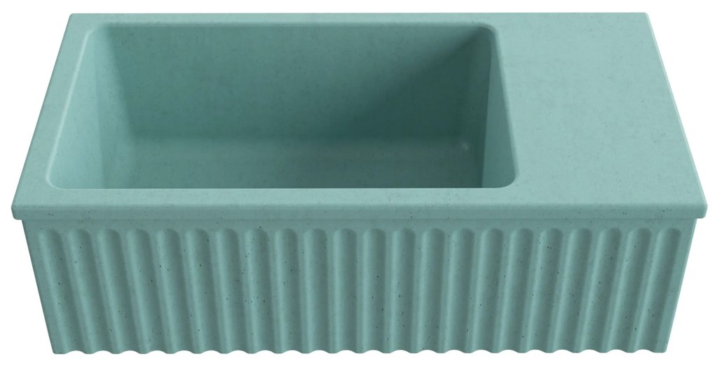 Umywalka betonowa ryflowana nablatowa / wisząca prostokątna 60 x 30 cm WELLE | różne kolory : Kolor - Turkusowy, Typ montażu - nablatowa