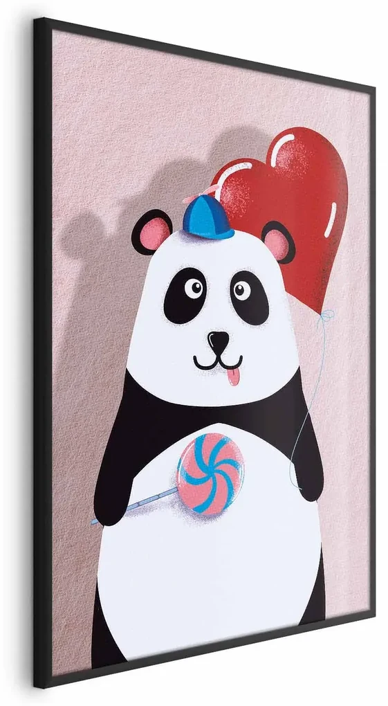 Plakat Panda z balonikiem 21x30 cm z ramą czarną bez marginesu ARTGEIST B