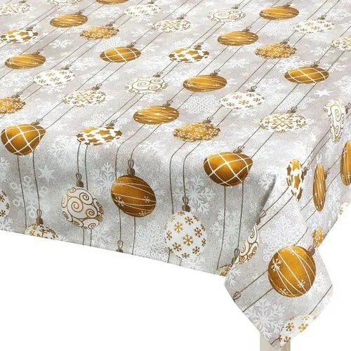 Bellatex Obrus Świąteczna bombki złoty, 120 x 140 cm, 120 x 140 cm