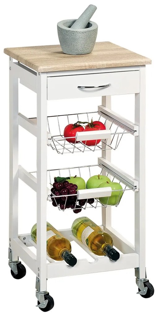 Kesper 25814 Wózek kuchenny z blatem roboczym, 77 x 36 x 36 cm