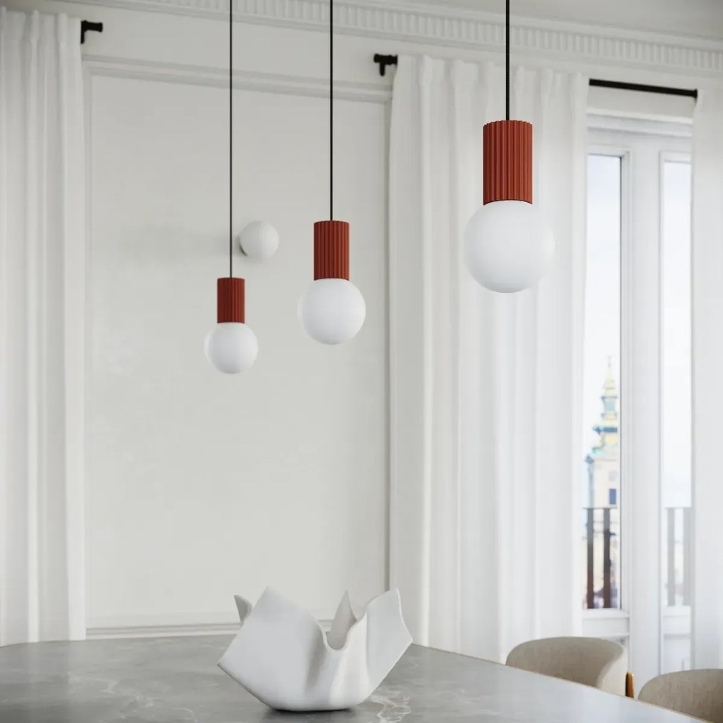 Lampa biurkowa HALO ochra czerwona ryflowana SOLLUX  LIGHTING