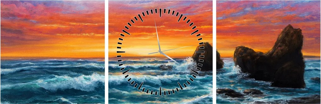 Obraz - Zachód słońca (z zegarem) (90x30 cm)