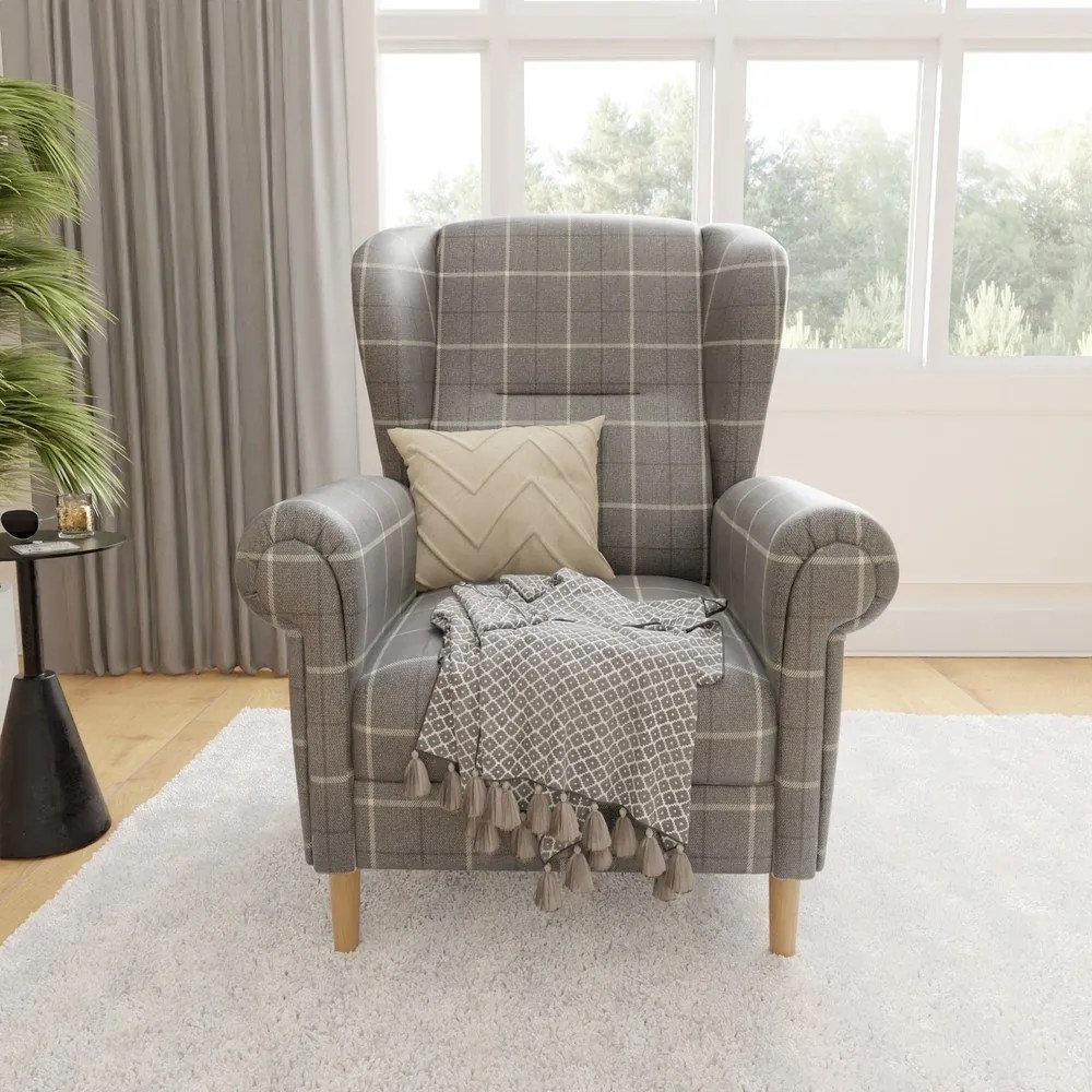 Szary fotel typu uszak Swan – Ropez