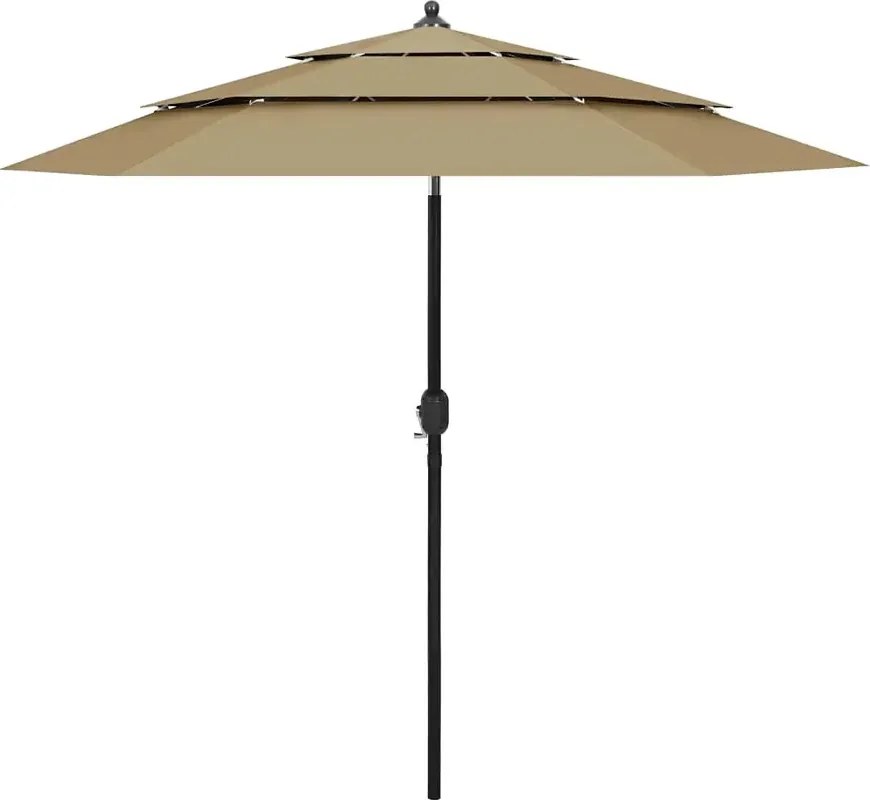 Okrągły trzypoziomowy parasol ogrodowy taupe P9-D43