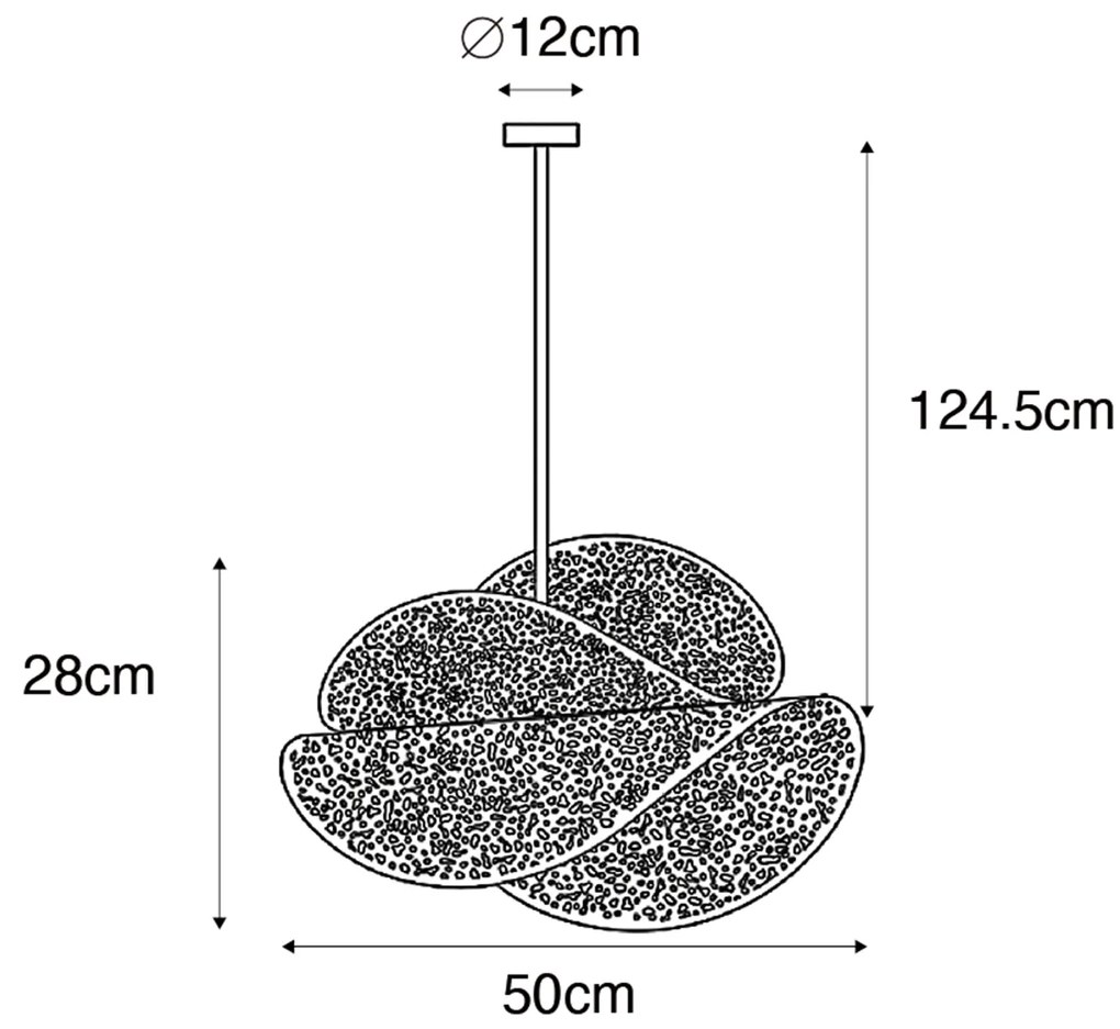 Orientalna lampa wisząca czarna ze złotem 28 cm - JapkeKolonialny Oswietlenie wewnetrzne