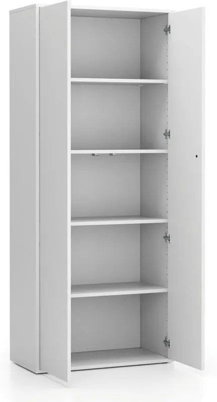 Szafa biurowa z drzwiami LAYERS, 4 półki, 800 x 400 x 1905 mm, biała