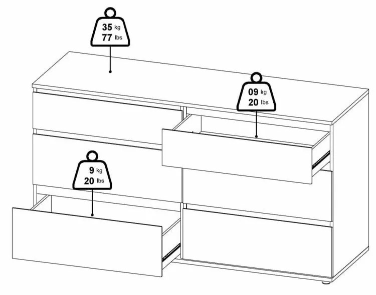 Biała niska komoda 153x84 cm Nova – Tvilum