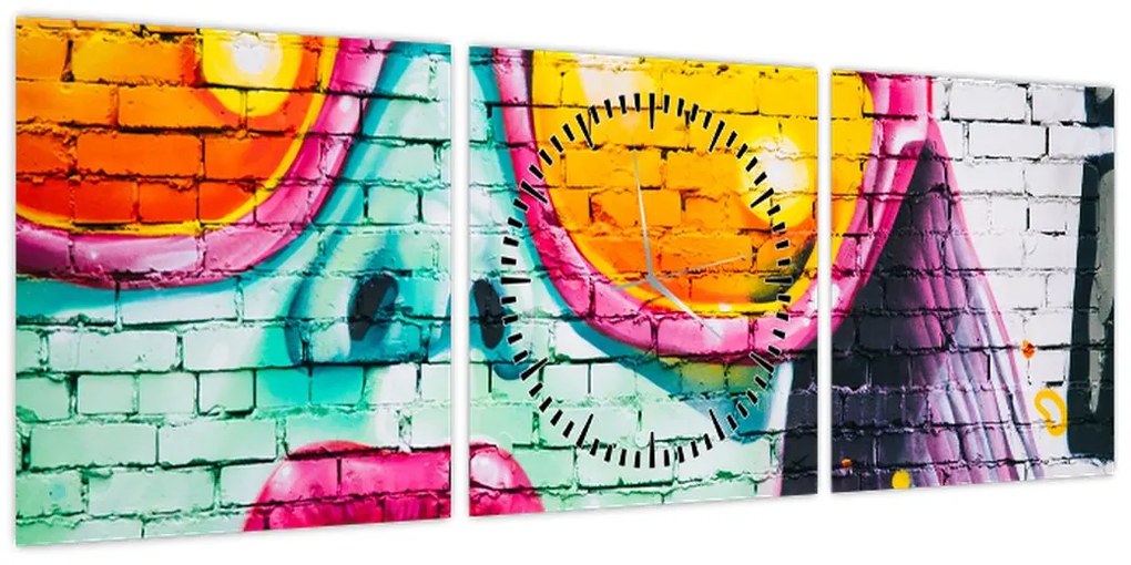 Obraz - Graffiti (z zegarem) (90x30 cm)