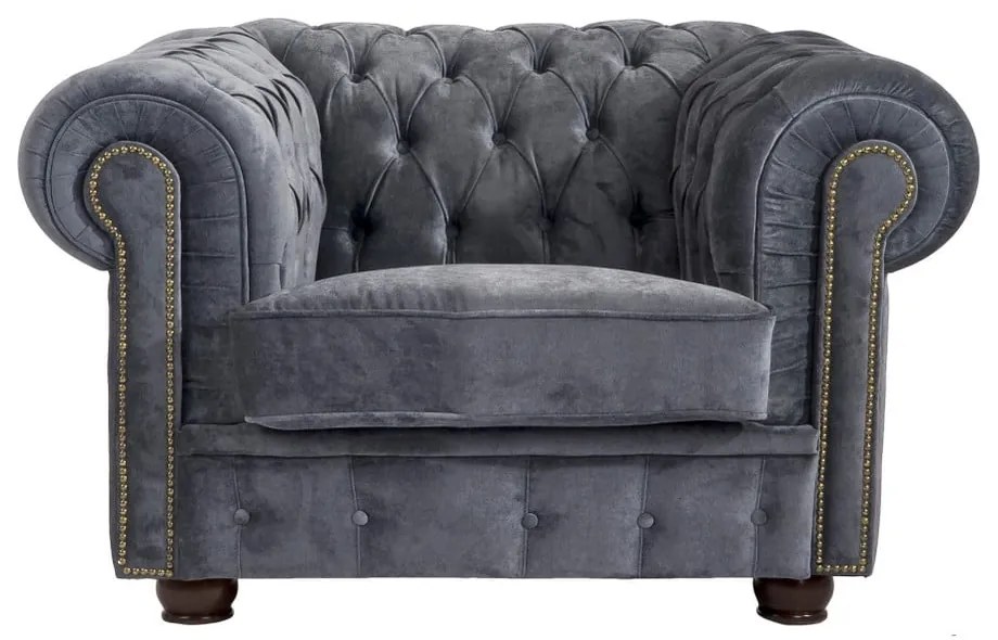 Szary fotel Max Winzer Norwin Velvet