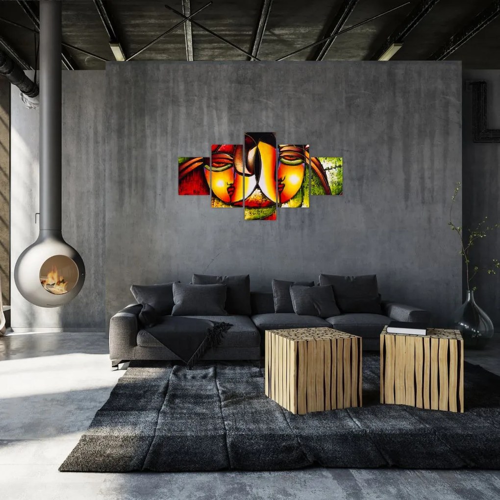 Obraz - Obraz olejny, abstrakcyjne twarze (125x70 cm)