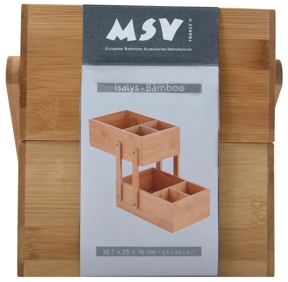 Bambusowy organizer łazienkowy na kosmetyki w naturalnym kolorze Isalys – MSV