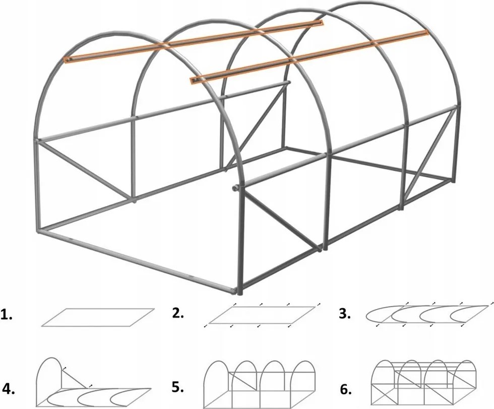 Szklarnia foliowa ogrodowa z drzwiami, 400 x 250 x 200 cm