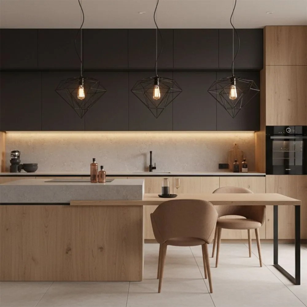 LAMPA WISZĄCA DIAMENT METAL LOFT  APP563-1CP Czarna