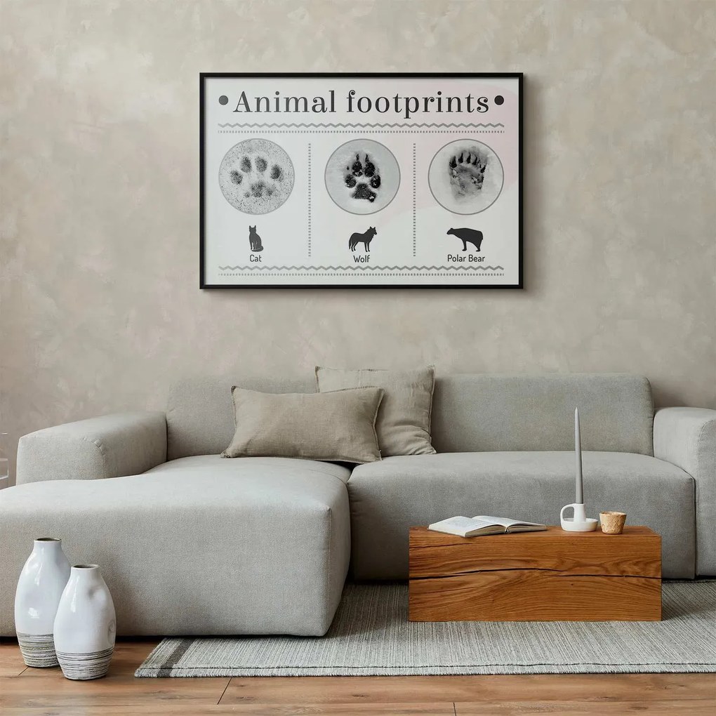 Plakat Ślady łapek 30x21 cm z ramą czarną bez marginesu ARTGEIST B